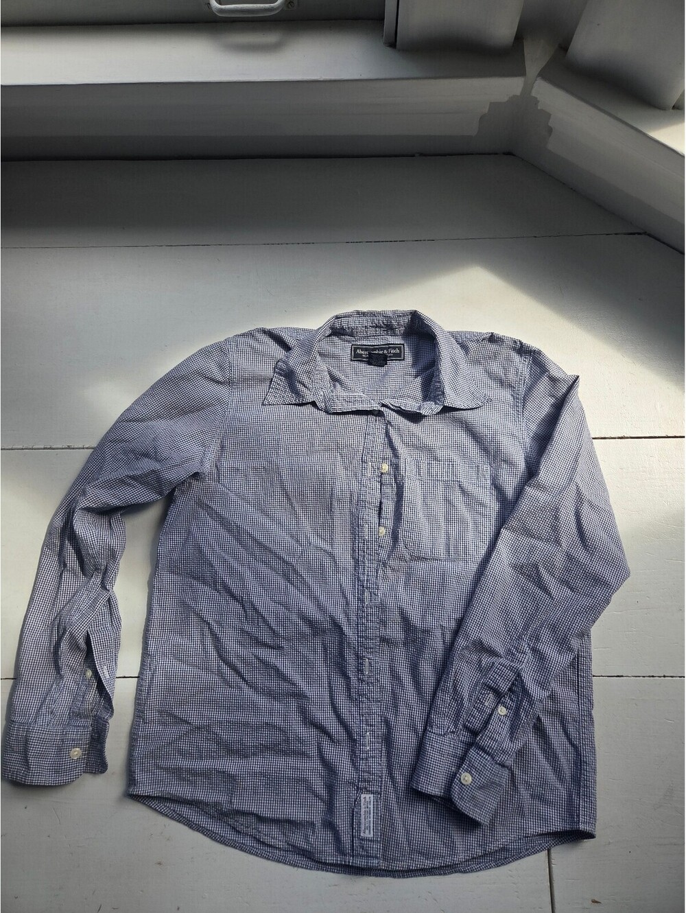 Vintage Abercrombie & Fitch Blue Checkered Cotton Button-Up Shirt Size S
